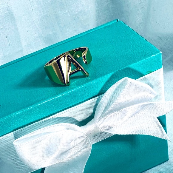 Golden A Initial Personalized Ring Cuff Trending Influencer  Style Staple - Picture 3 of 9